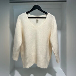 Apostrophe plus size cream Angora rabbit hair sweater 3/4 sleeves size 16/18W